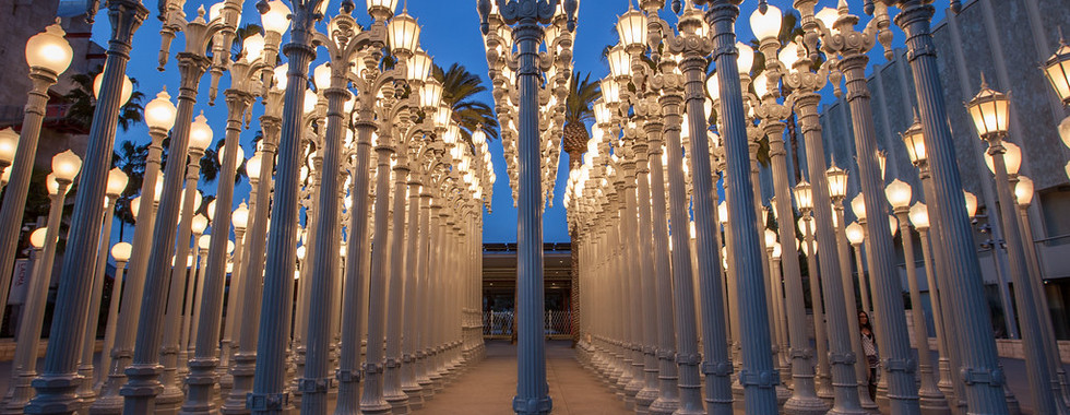 35. © Photo by Mike Humer showing multiple classic styled streetlights lit up