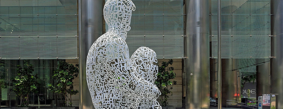 62. © Photo by Choo Yut Shing showing an abstract contemporary human made out of letters sitting in a urban outdoor city space