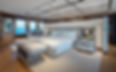 interior shot of superyacht lusine by heseen of the bedroom chamber featuring a custom artwork made to order by artelier