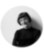 Black and white portrait photograph of Marie Boutignon, senior curator and styling for Artelier