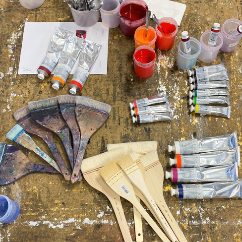 A series of studio shots showing the creation process of wall feature artwork commissioned by Artelier to be made for the private aircraft Bombardier Global 5000