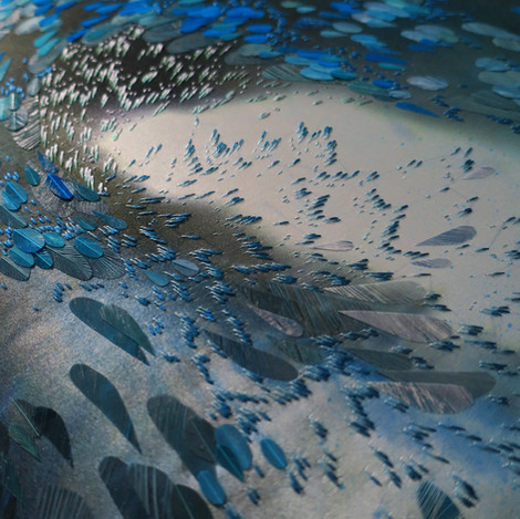 Custom textile & embroidery canvas piece by Clémentine Brandibas, artist for Artelier. Visit her profile. © Photography of interior by David Churchill