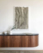 Kristy Kun's artwork on display in a minimal modern contemporary home