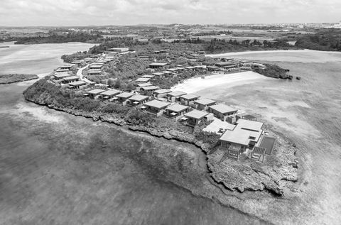 bird eye view shot of proposed renders from miyakojima luxury hotel project in japan for rosewood