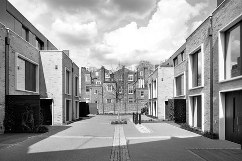 black and white image of goldney road in london, uk