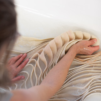 In detail photographs of Mount Fuji Mural for M/Y Neninka (ex. Aurora Borealis, 67m), Amels. Curated, commissioned & consulted by Artelier Art Consultancy © Winch Design