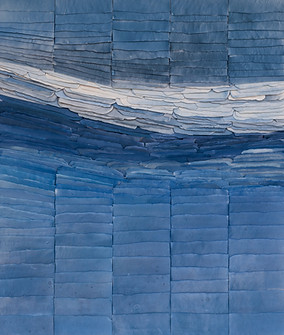 textured, rough layers of ceramic mosaics to emulate a wave, cloud or sky in blues and whitesjpg