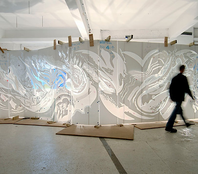 danny lane installing his public artwork in the art world