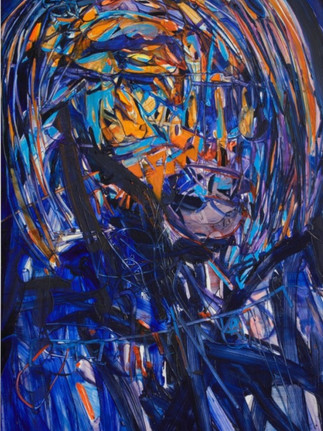 When it comes to finding the right emerging artist, Jade Fadojutimi should be top of your list. This dark blue abstract wall art is truly unique.