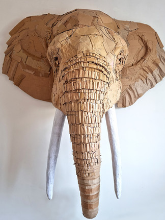 This artist uses recycled material to make this sustainable artwork of an elephant.