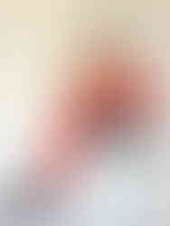 Artwork of Sonny Hall by creative and emerging fine artist Emilia Momen, Hall wears red trousers, is topless with tattoos visible and shadows prominent beneath a silver chair.