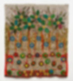 © Sanaa Gateja, 'Growing Seeds', 2023 Paper beads on barkcloth, 180.34 x 155.57 cm