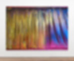 Photo-realist painting looks like a sculpture of a curtain, in vibrant colour by award-winning emerging artist.