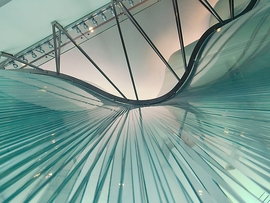bird's eye view of curved glass installation by danny lane 