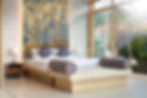 an artwork render created by artelier on a feature wall of a contemporary modern luxury bedroom