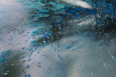 detail of a hand embroided artwork in blues, greys and blacks made by Clementine Brandibas and commissioned by Artelier for a private sea projectJPG