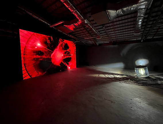 a display of contemporary artist julian charriere's film and light installation at noor riyadh 2023