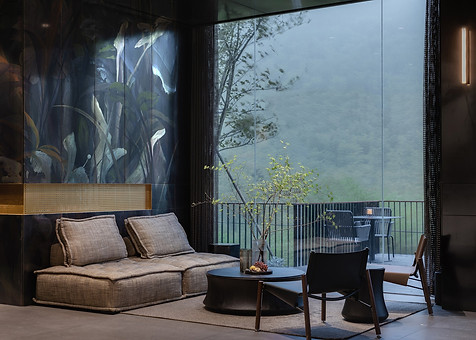 Orlanda Broom's feature wall art in a jungle, tropical luxury residential setting