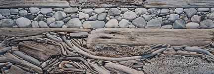 stone artwork with various layers at randomised, abstract points.