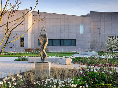 abstract geometric concrete sculpture outside The Hepworth Wakefield © Credit to Jason Ingram, in the museum's garden space