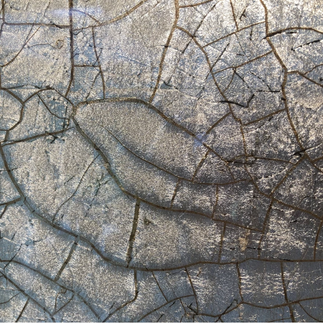 Custom-made blue glass gilding, using silver leaf.