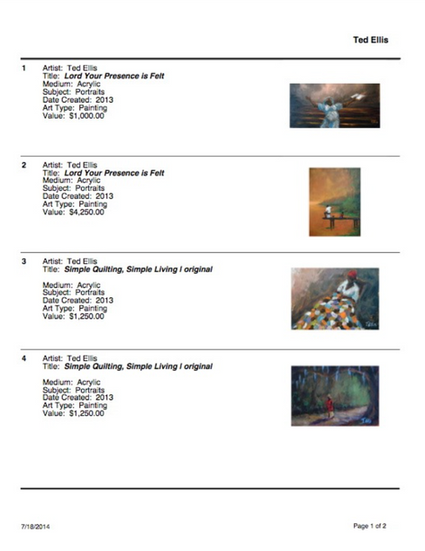 Example of 'My Art Collection' website Software