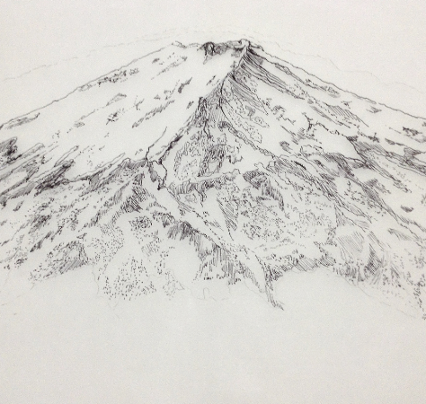 Behind-the-scene sketches and proposals for Mount Fuji Mural for M/Y Neninka (ex. Aurora Borealis, 67m), Amels. Curated, commissioned & consulted by Artelier Art Consultancy © Winch Design