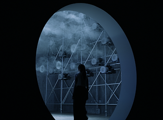 A.A Murakami's Noor riyadh fog ring installation new media in riyadh called The Passage of Ra (2024), using blockchain keymapping and NFTs coding