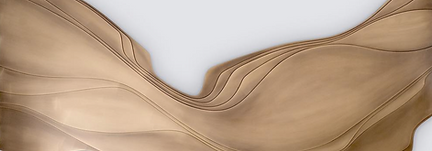 bronze wave-like sculpture artwork in an abstract form against a white background