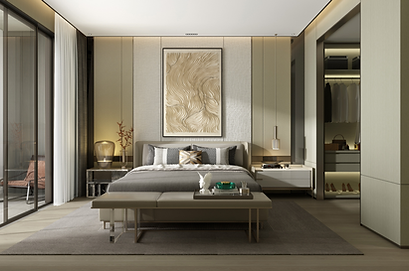 Kristy kun on display in a luxury contemporary bedroom residence in london